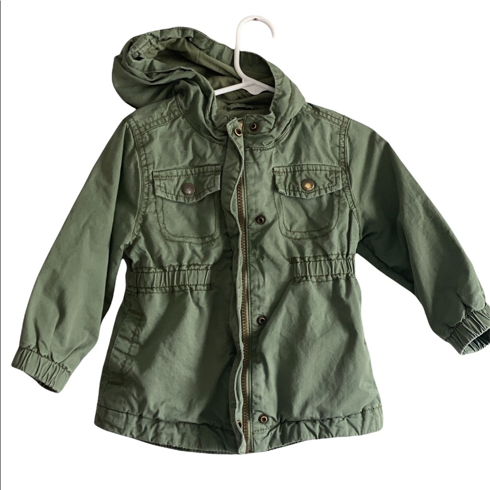 Old navy toddler girls 2T green zip abs button down utility jacket